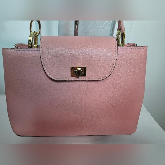 Borse in Pelle Italian Pink Saffiano Leather Satchel Bag Made in Italy - Picture 2 of 16